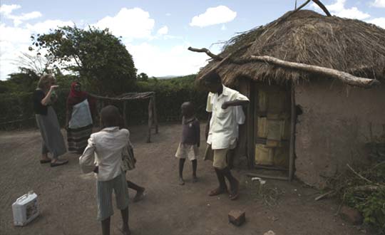 Dancing with villagers